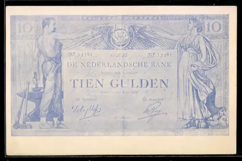 AK Niederlande, Geldschein über zehn Gulden