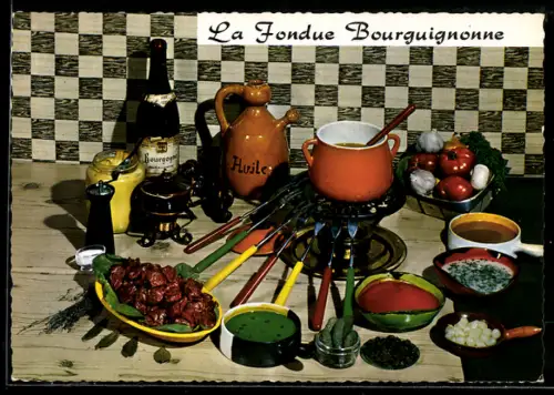 AK La Fondue Bourguignonne, Speise und Rezept