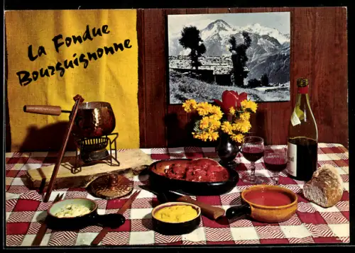 AK La Fondue Bourguignonne, Speise und Rezept