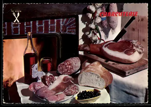 AK La Charcuterie, Speise mit Wein