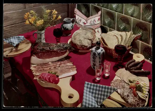 AK Schwarzwälder Bauernvesper am Kachelofen, Speise