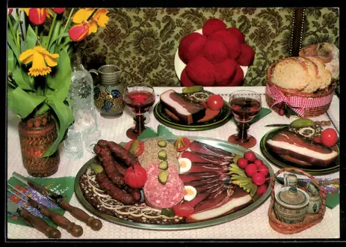 AK Schwarzwälder Spezialität, Hausmacher Vesper mit Schinkenspeck, Speise