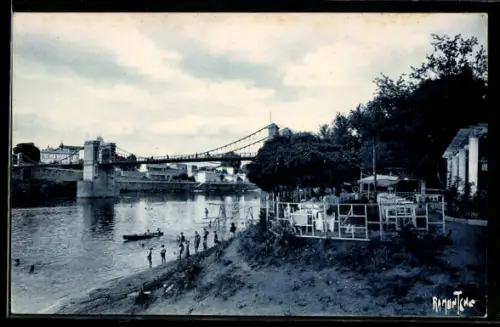 AK Castillon, Plage sur la Dordogne