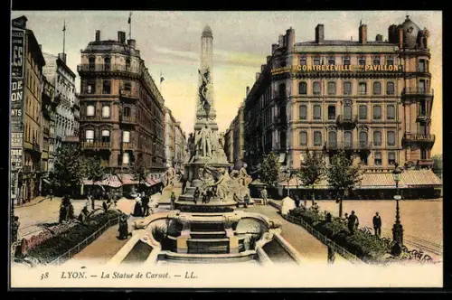 AK Lyon, La Statue de Carnot