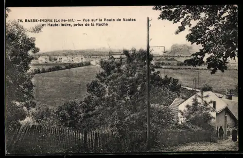 AK Basse-Indre /Loire-Inf., Vue sur la Route de Nantes et Haute-Indre, prise de la Roche