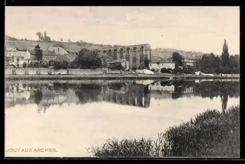 AK Jouy aux Arches, Blick auf Aquädukt und Flussufer