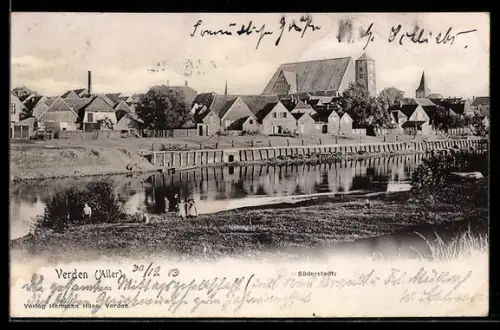 AK Verden /Aller, Süderstadt mit Kirche