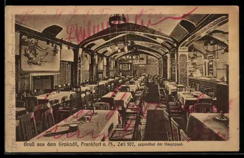 AK Frankfurt a. M., Restaurant Krokodil, Zeil 107, Innenansicht