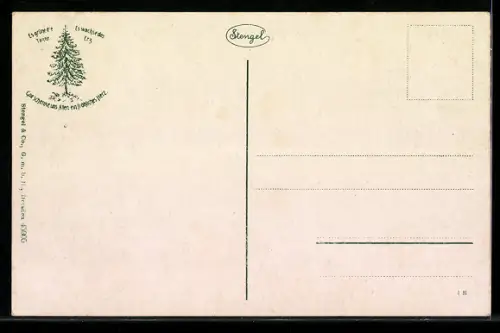 Lithographie Stolberg i. Harz, Rathaus mit Strasse