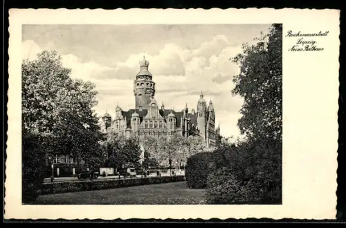 AK Leipzig, Neues Rathaus mit Strasse
