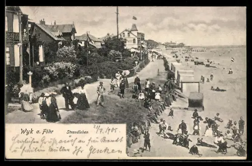 AK Wyk a. Föhr, Strandleben, Promenade, Gebäude