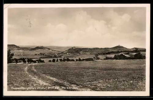 AK Ohrdruf, Truppenübungsplatz, Blick auf die Drei Gleichen