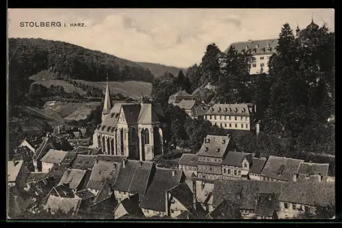 AK Stolberg i. Harz, Kirche, Schloss, Ortsansicht