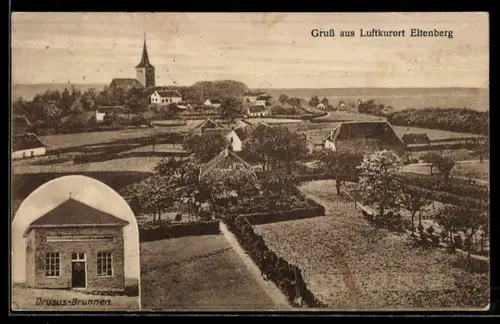 AK Eltenberg, Drusus-Brunnen und Ortsblick