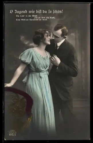 Foto-AK R & K / L Nr. 8755/3: O Jugend..., Die Lieb in der Brust..., Liebespaar