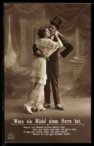 Foto-AK R & K / L Nr. 8249/6: Wenn ein Mädel einen Herrn hat, Den sie liebt..., Paar