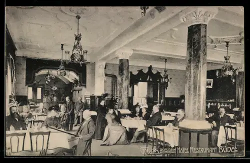 AK Bad Kissingen, Hotel Restaurant Büdel, Innenansicht