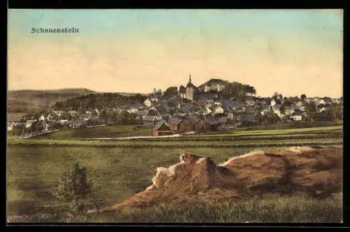 AK Schauenstein, Ortsansicht mit Kirche und Schloss