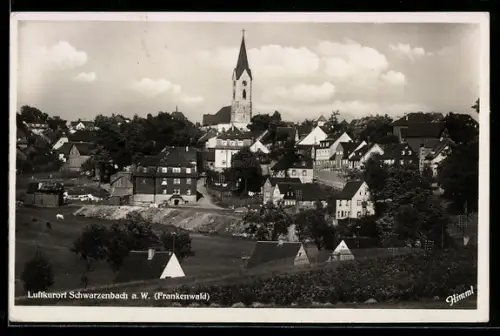 AK Schwarzenbach a. W., Ortsansicht mit Kirche