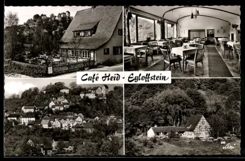 AK Egloffstein /Fränkische Schweiz, Café Fritz Heid, Innenansicht, Ortsansicht, schattiger Garten