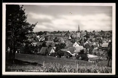 AK Dietenhofen /Mfr., Ortsansicht mit Kirche und Wohnhäusern