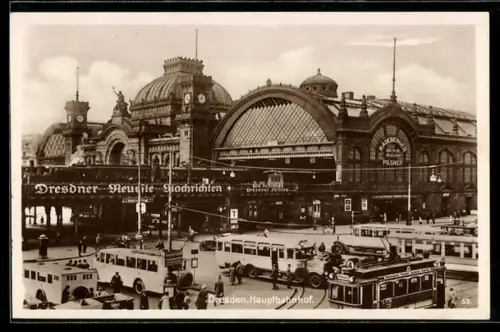 AK Dresden, Hauptbahnhof, Strassenbahn