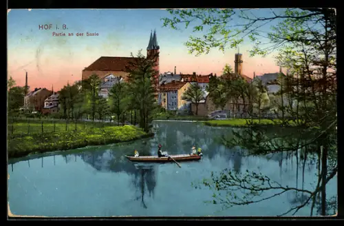 AK Hof i. B., Partie an der Saale