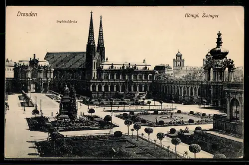 AK Dresden, Königl. Zwinger, Sophienkirche