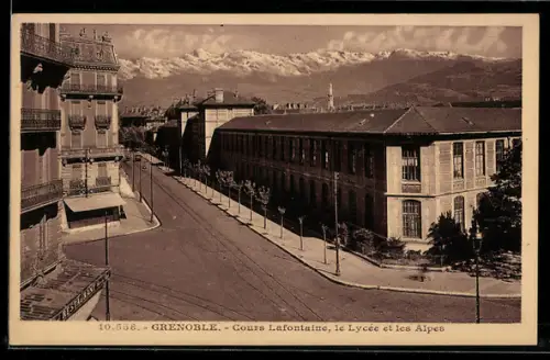 AK Grenoble, Cours Lafontaine, le Lycée et les Alpes