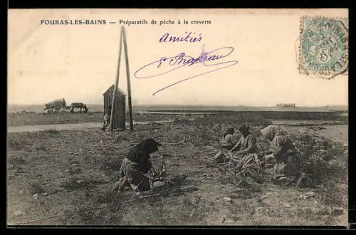 AK Fouras-les-Bains, Préparatifs de pêche à la crevette