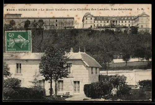 AK Suresnes, Le Mont Valérien et le Château des Landes, Vue Générale