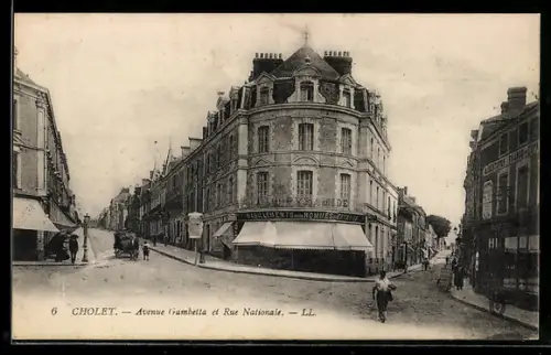 AK Cholet, Avenue Gambetta et Rue Nationale