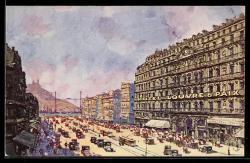 Künstler-AK Marseille, Hotel du Louvre et de la Paix