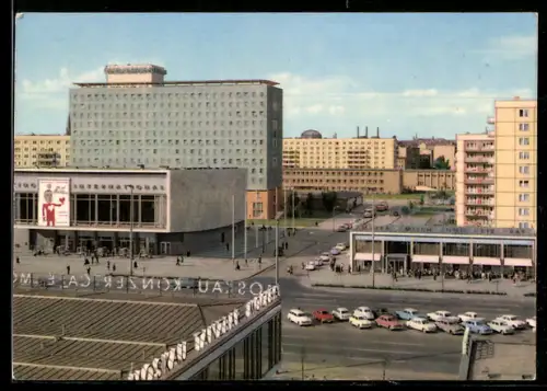 AK Berlin, das Hotel Berolina und Kino International in der Karl-Marx-Allee