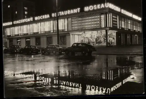 AK Berlin, Restaurant Moskau bei Nacht