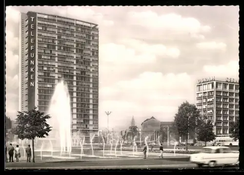 AK Berlin, Ernst-Reuter-Platz mit Springbrunnen