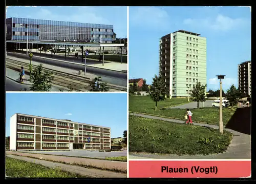 AK Plauen i. V., Oberer Bahnhof, Salvador-Allende-Oberschule