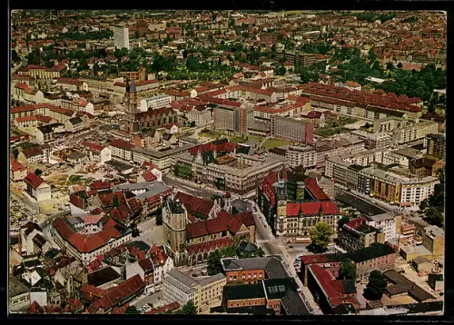 AK Braunschweig, Stadtmitte mit Neubauten, Dom, Rathaus u. Hagenmarkt, Fliegeraufnahme