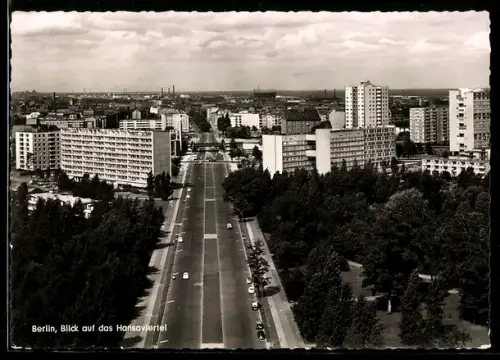 AK Berlin, Hansaviertel mit Strasse aus der Vogelschau