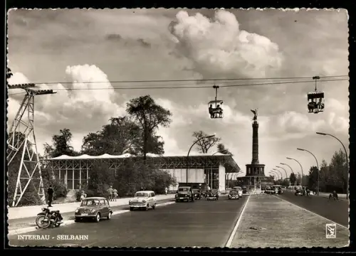 AK Berlin, Ausstellung, Seilbahn mit Siegessäule