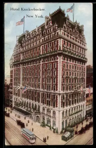 AK New York, Hotel Knickerbocker, Strassenbahn