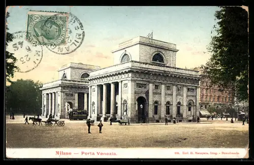 AK Milano, Porta Venezia, Strassenbahn