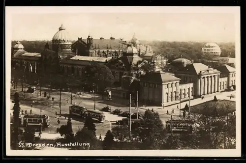 AK Dresden, Ausstellung mit Strassenbahn