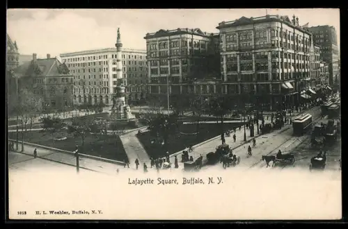 AK Buffalo /N. Y., Lafayette Square, Strassenbahn