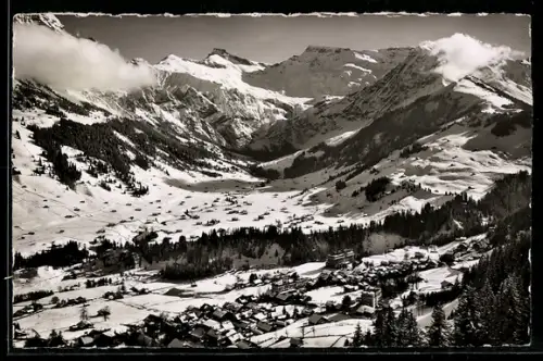 Foto-AK Emanuel Gyger: Adelboden, Teilansicht mit Steghorn und Wildstrubel
