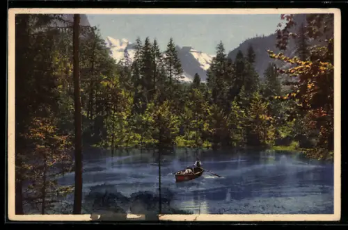 Foto-AK Emanuel Gyger: Doldenhorn /Lötschbergbahn, Blausee im Kandertal