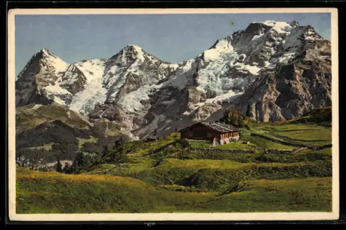 Foto-AK Emanuel Gyger: Oberberg bei Mürren, Eiger, Mönch und Jungfrau
