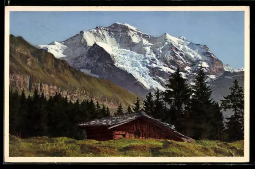 Foto-AK Emanuel Gyger: Gebirgslandschaft mit Jungfrau