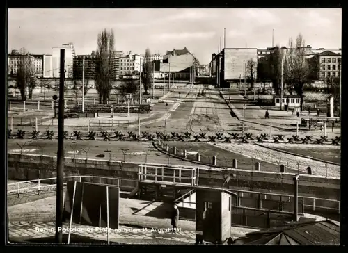 AK Berlin, Potsdamer Platz nach dem 13. August 1961, Grenze
