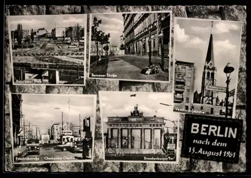 AK Berlin, Versöhnungskirche, Brandenburger Tor, Potsdamer Platz, Grenze